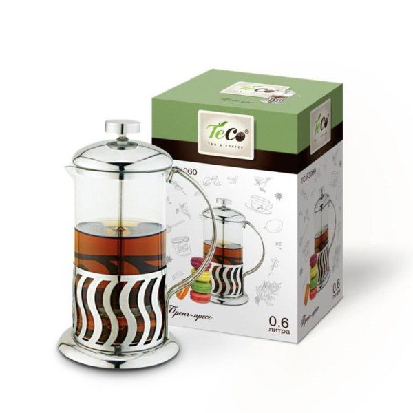 French press TECO, TC-F6060 0.6l made of high quality heat-resistant glass
